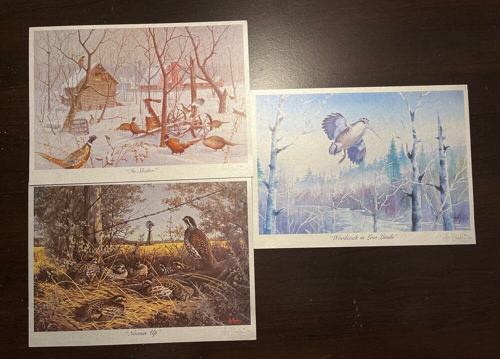 Les Kouba Print Pheasant WoodCock Quail Trilogy 6x8 Prints Signed